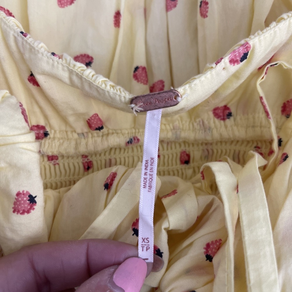 Free People Yellow Midi Dress with Strawberry Print - Picture 8 of 15